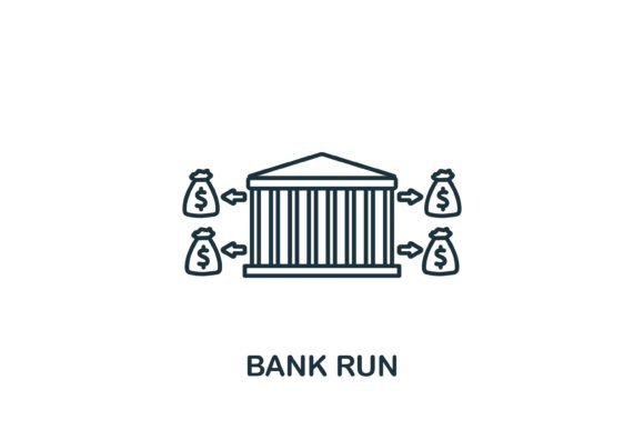Bank Run Icon: Graphics and Icons for Editorial Design