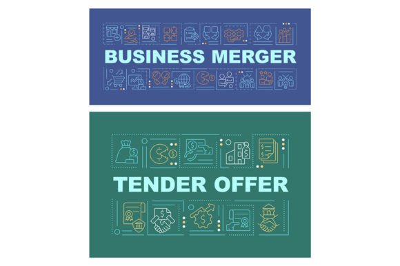 Business Merger Word Concepts Banner Set: Graphics for Branding