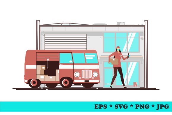 Courier Delivery Flat Design Graphics