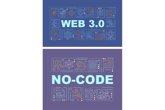 Web 3.0 Word Concepts Banner Set: Graphics for Modern Branding